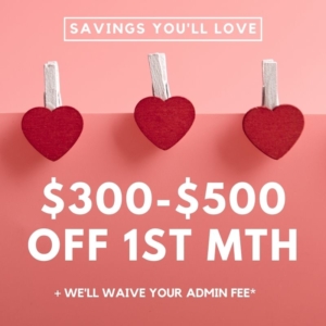 $300-$500 off first month
